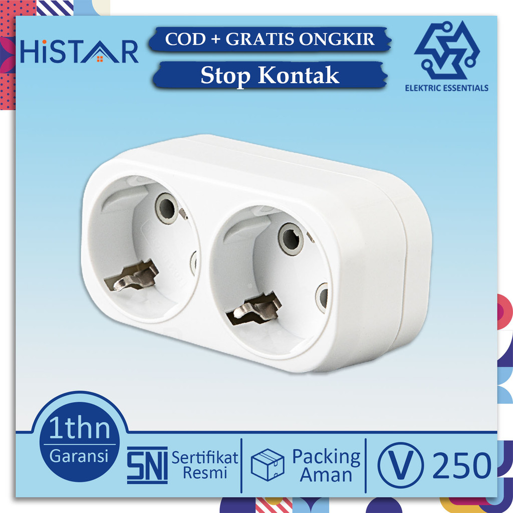 Elektric Essentials - HiSTAR Kepala Stop Kontak Adaptor Plug Putih ADZ001C 16A/250V / Stop Kontak Ta