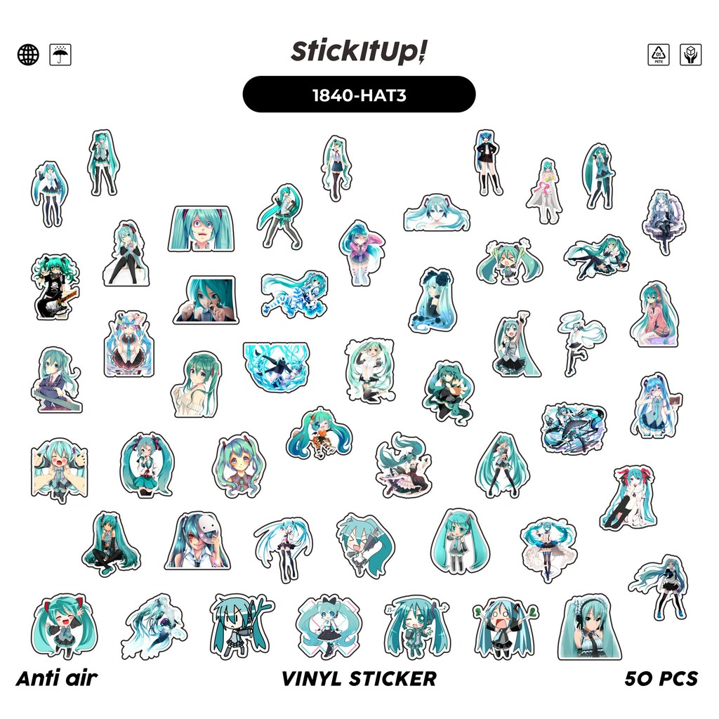 

COD✨ 50 Pcs Stiker Pack MUSIC SERIES HATSUNE MIKU MIX 03 Lucu Aesthetic Vynil Waterproof untuk Freebies Sticker Buku Journal Casing HP Laptop