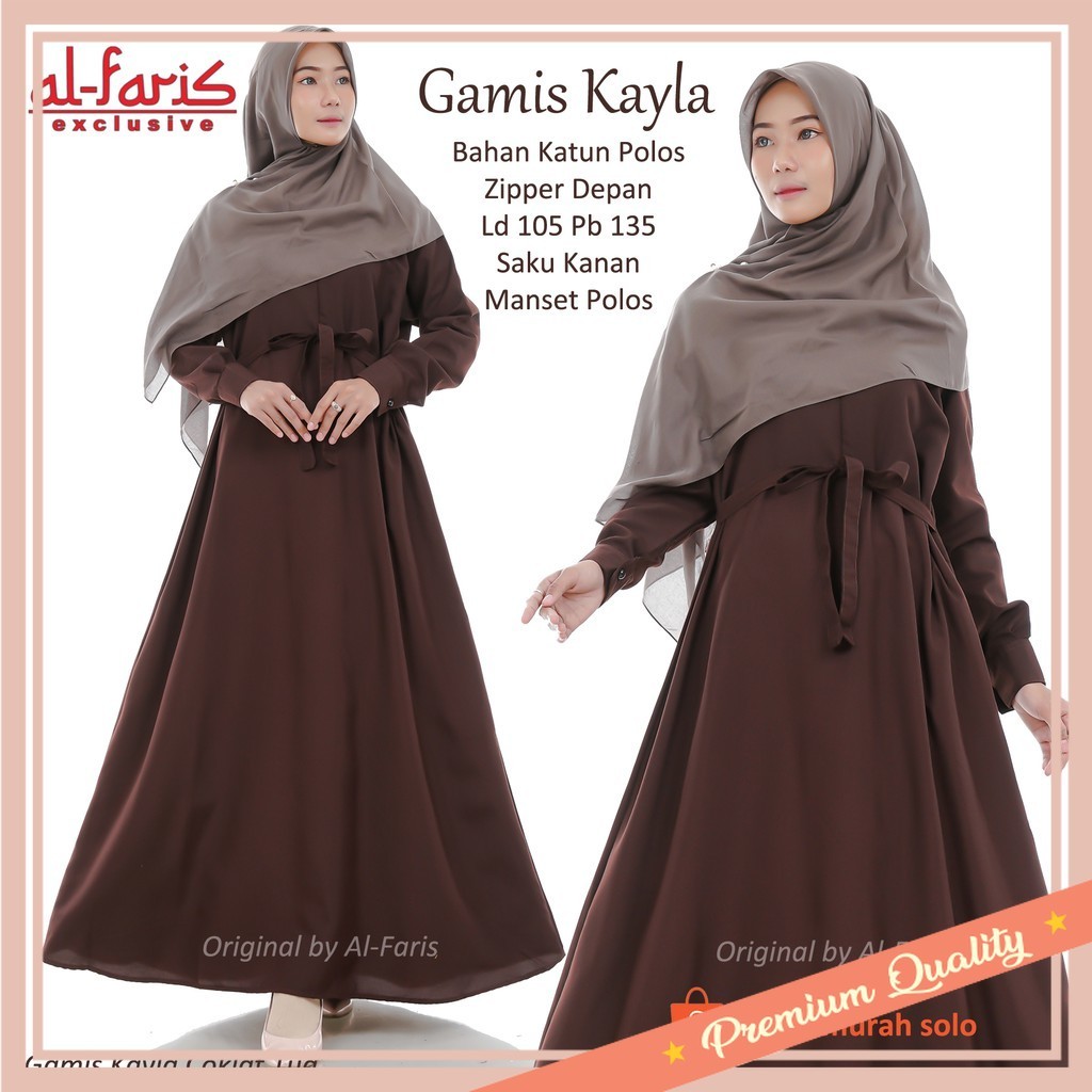 GAMIS MURAH KEREN / Gamis Katun Polos, Gamis Polos Murah, Kayla by Al Faris
