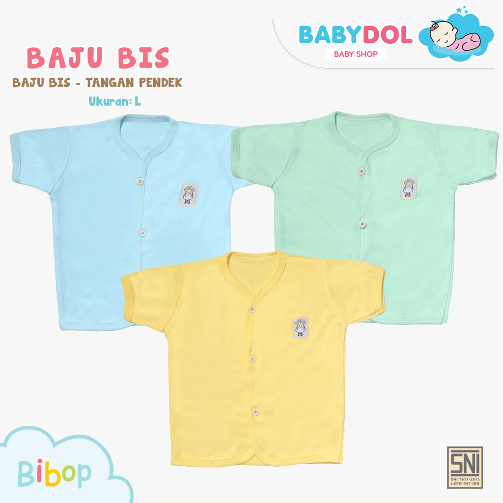 BABYDOL Bibop Baju Bis Lengan Pendek Polos Baju Bayi