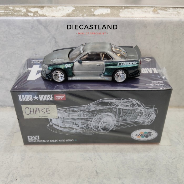 Mini GT x Kaido House Nissan Skyline GTR (R34) KHMG074 CHASE GReddy