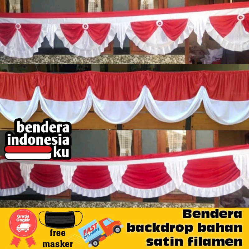 BENDERA GELOMBANG MERAH PUTIH bendera merah putih rumbai polos bendera merah putih panjang bendera p