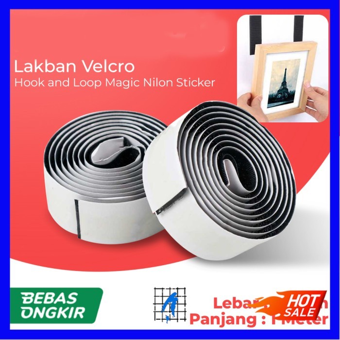 

Lakban Hook and Loop Magic Nylon Sticker 1 Meter - Hitam 20mm