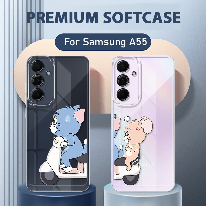 Cat Moto Couple Soft Case Samsung A55 5G Lucu Terbaru Casing Galaxy A55 5G Case Hp Clear Spiderman S