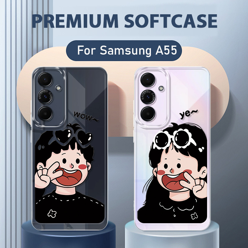 Boy Girl Couple Soft Case Samsung A55 5G Lucu Terbaru Casing Galaxy A55 5G Case Hp Clear Spiderman S
