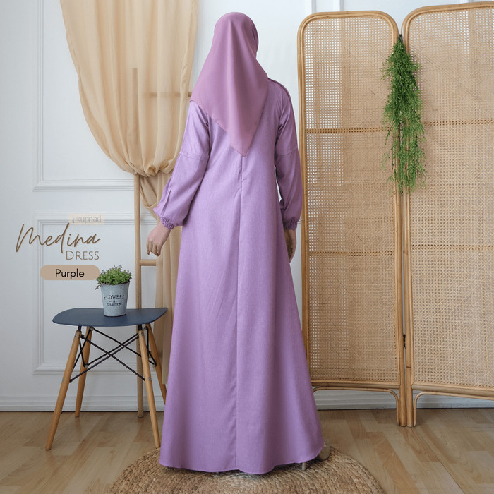 ✨BISA COD✨ - KUPNAD Gamis Katun Madinah - Medina Dress Lilac - Lilac, XL
