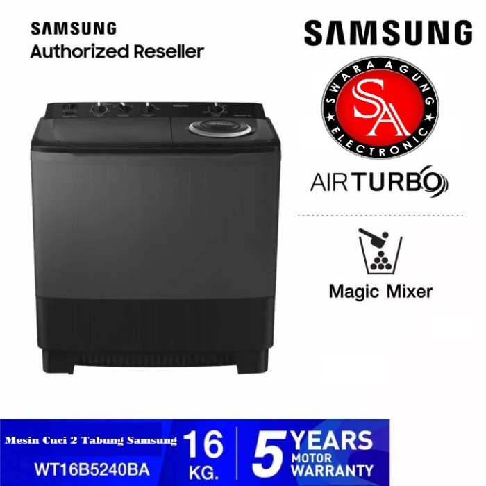 Mesin Cuci 2 Tabung 16 Kg Samsung Type: WT16B5240BA (Khusus Medan)