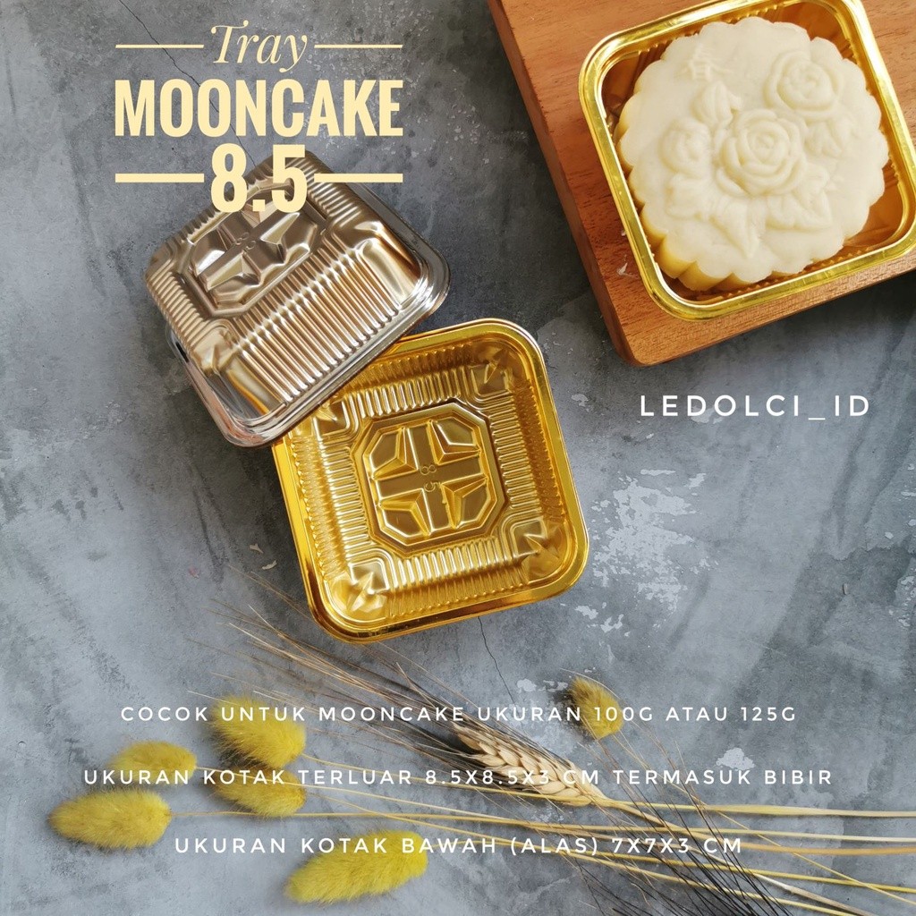 

10 PCS MOONCAKE TRAY TATAKAN MOONCAKE MIKA 100 / 125 GR - GOLD 8.5