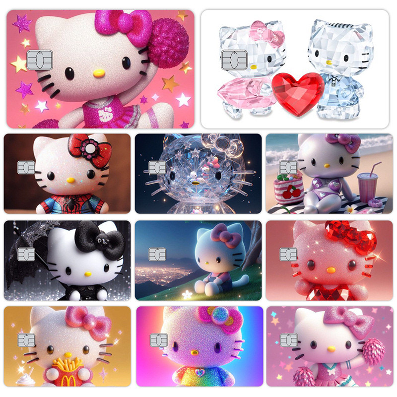 

HelloKitty Cartoon Glitter Credit Card Skin Visa Stickers Debit Bank Charge Card Waterproof Sticker Decoration Girls Accessories