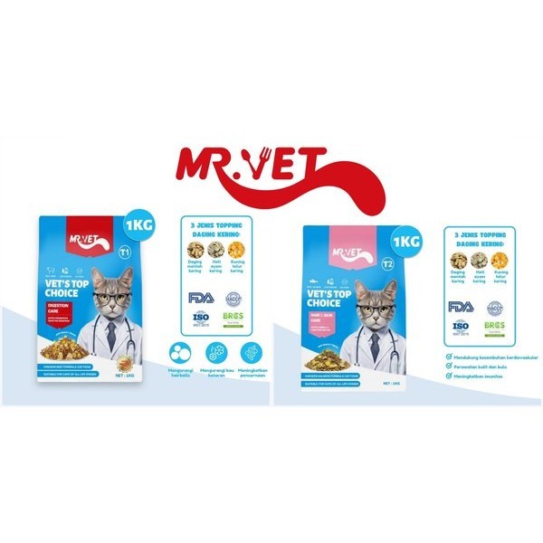 Dry Cat Food Mr VET 1 Kg - Makanan Kucing Kering Premium Mr.Vet 1kg