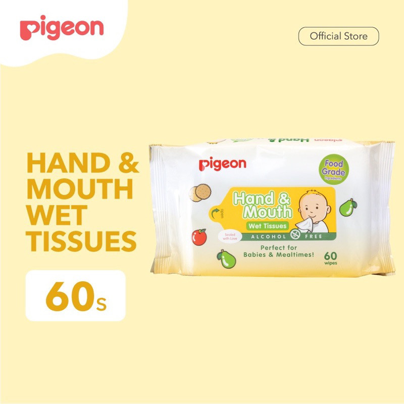 Pigeon Hand & Mouth Wipes 60s Tisu Basah Bayi Food Grade