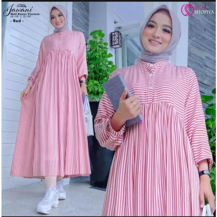 Baju Gamis salur midi/Baju muslimah dewasa/Dres salur// PROMO MURAH BIG SALE TERPOPULER