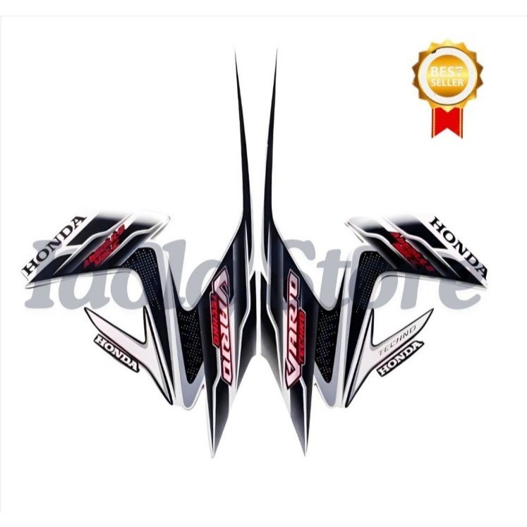 Stiker Striping Honda Vario Techno 2010 110 Putih Hitam List Stiker Standar Vario Techno 2010