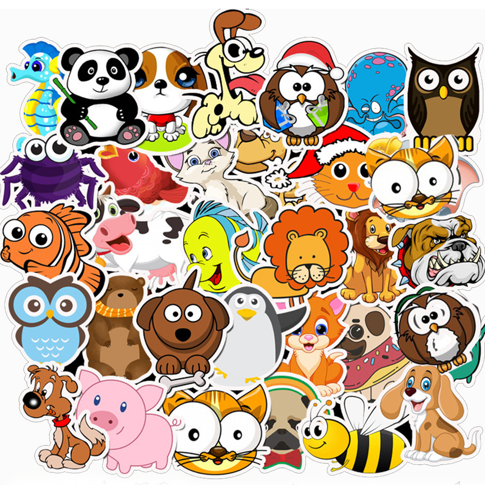 

10/30/50PCS Cartoon Animals Stickers Laptop Guitar Luggage Fridge Phone Bike Waterproof Graffiti Sticker Decal Kid Classic Toys