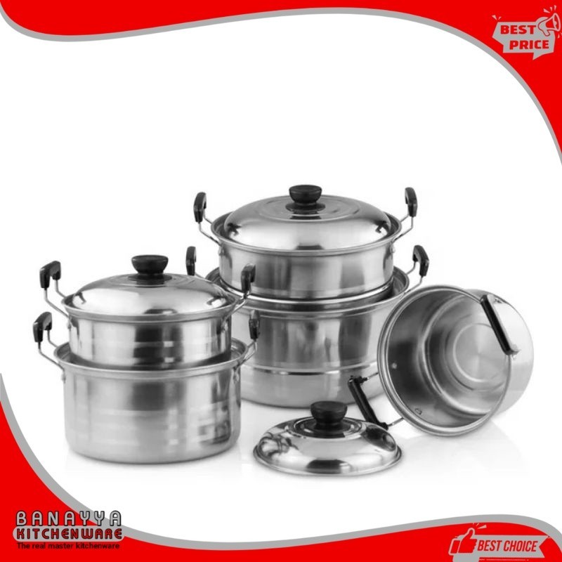 VZ51TQ panci set kingko 555 stainless isi 5 set + steamer