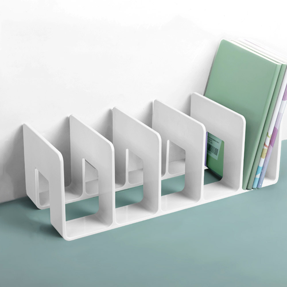 

4 Grid Bookends Stand Bookshelf Desktop Decor Storage Rack Bookend Book Holder School Stationery Office Desktop File Organizer