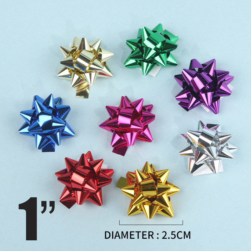 

2.5cm Mini Colorful 3D Star Flower Decor DIY Self-adhesive Ribbon Bows Paper Gift Wrapping for Christmas Wedding Gift Decors