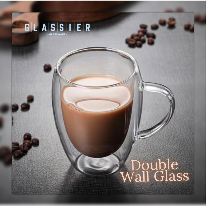 ✨NEW✨ -Gelas Double Wall / Double Wall Glass | Gelas Tahan Panas/Borosilicate - 80 mL