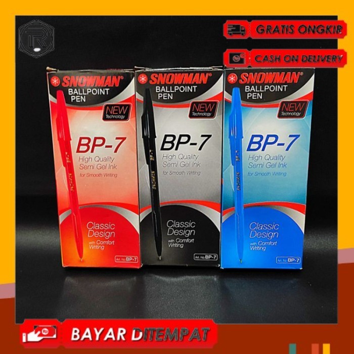 

BALLPOINT, BOLPEN, POLPEN, PULPEN BP-7 SNOWMAN HITAM/MERAH/BIRU - Hitam