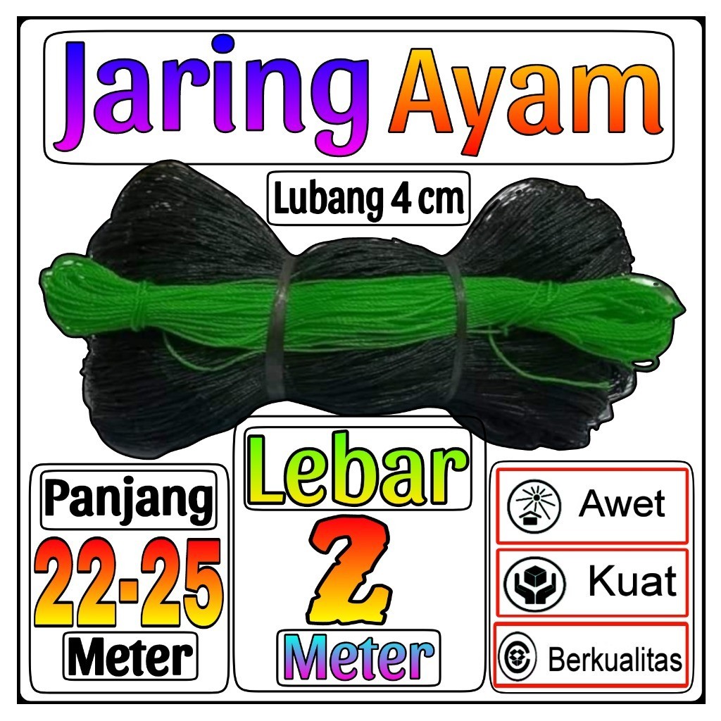 Jaring Pagar Ayam 2 meter x panjang 25 meter jaring  sawah jaring burung