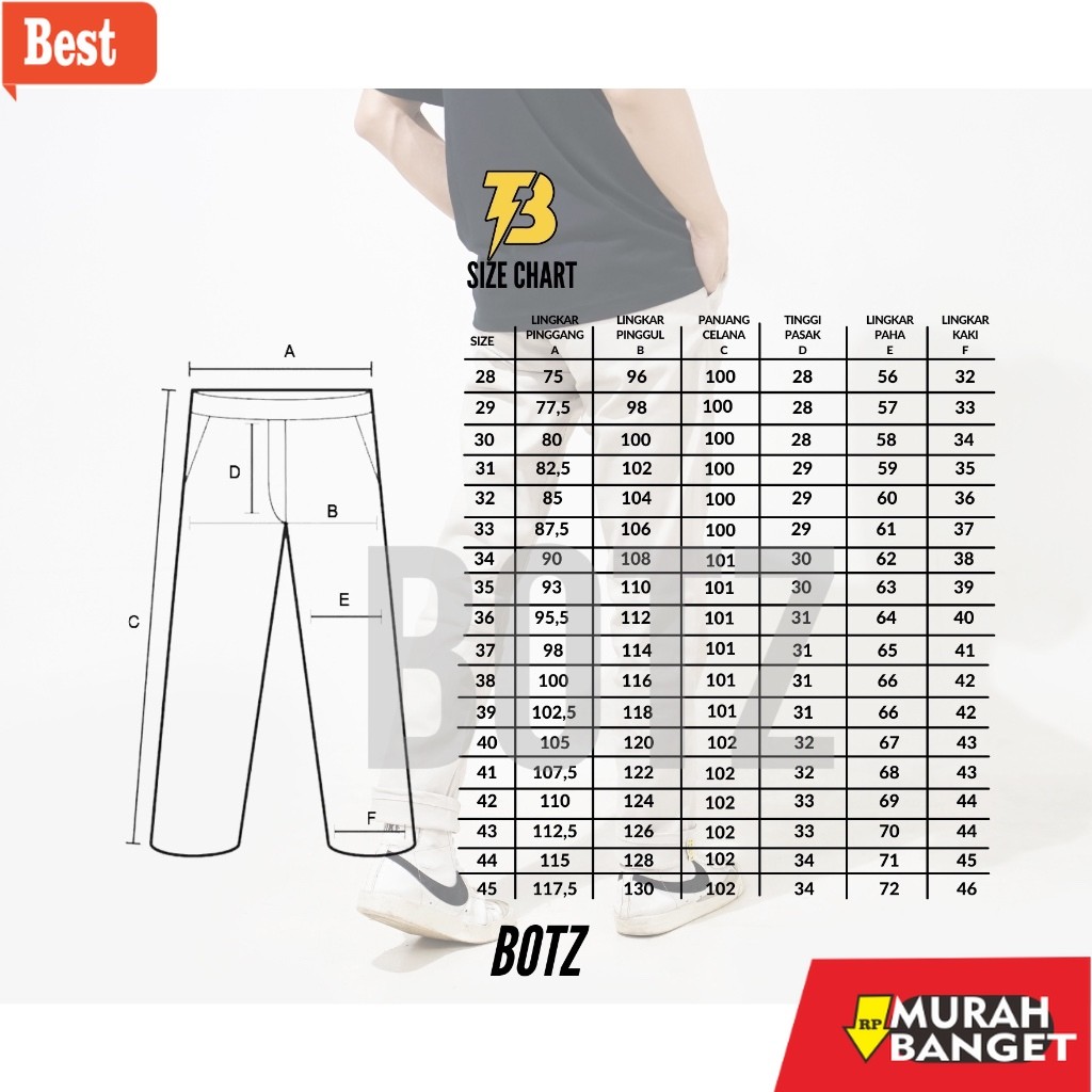 celana cargo panjang pria BOTZ - Celana Panjang Chino Pria Selvedge Regular Fit (28-45) Chino Long P