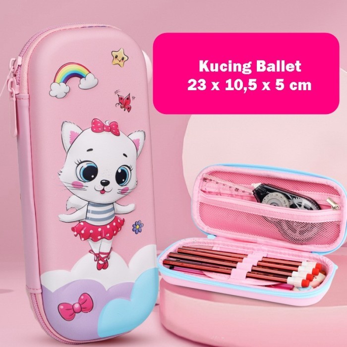 

[New] Tempat Pensil Kotak pensil Tepak 3D Timbul Hardcase Pencil Case Kulit - Kucing Ballet