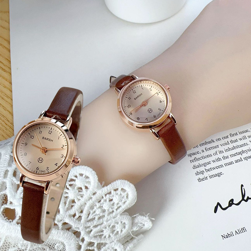 Jam Tangan Wanita Barsh Tali Kulit Mini Angka Jam Analog Fashion Korea Jam Tangan Quartz Jam Tangan 