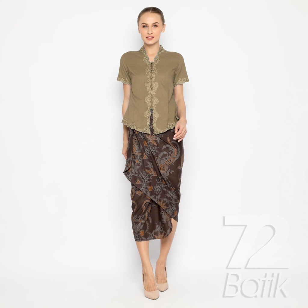 ROK LILIT BATIK Skirt Kebaya Instan Modern Wanita Motif Cakra Jaya Warna Coklat Tua Abu 729803 Cap 7