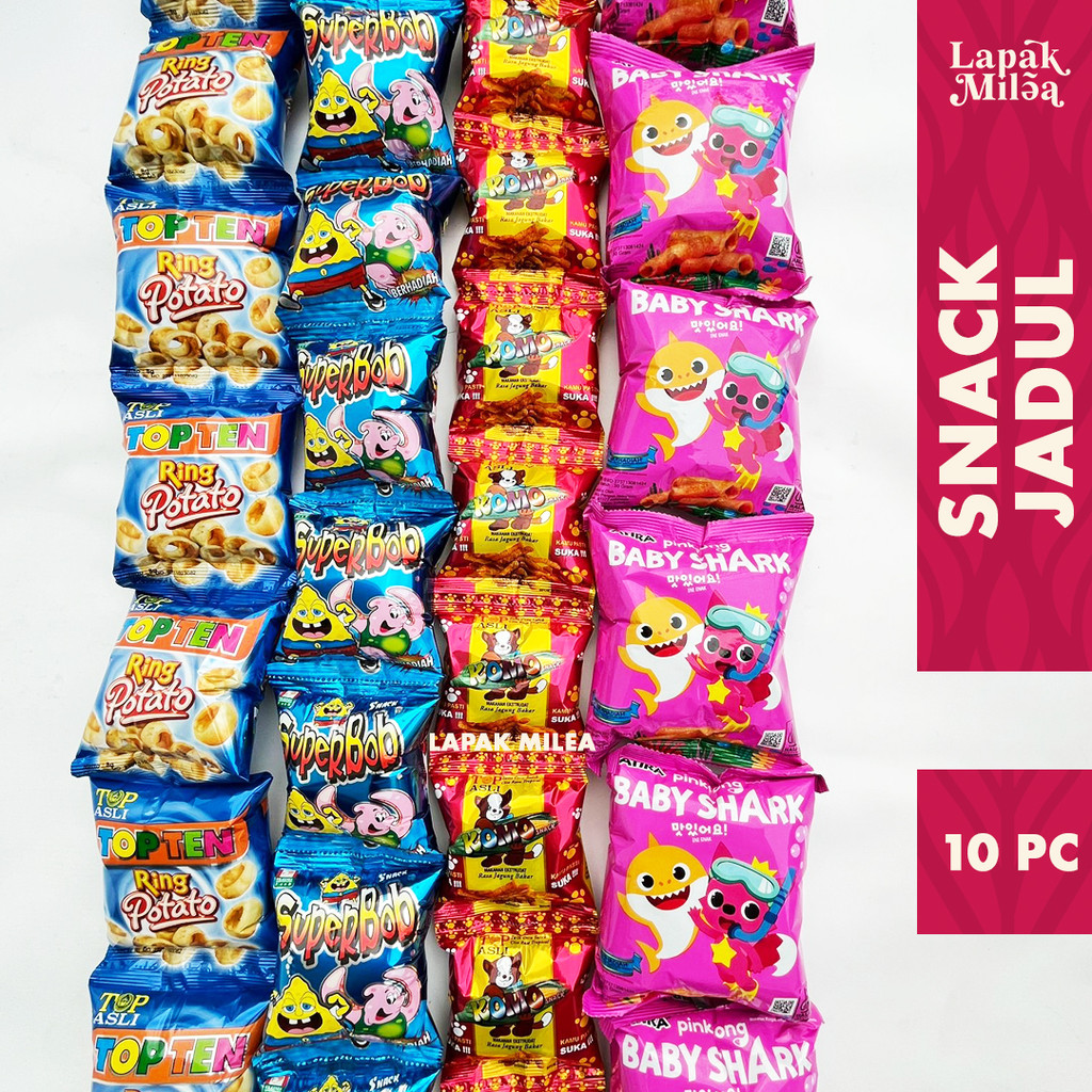 

Snack Jadul Berhadiah Baby Shark Superbob Topten Keripik Jagung Komo