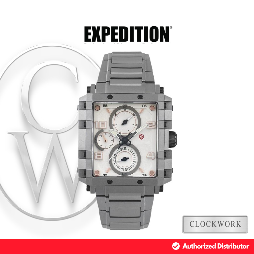 Jam Tangan Wanita Expedition E 6757 BFBTTSL Rantai Titanium Sporty Multifungsi dial Putih