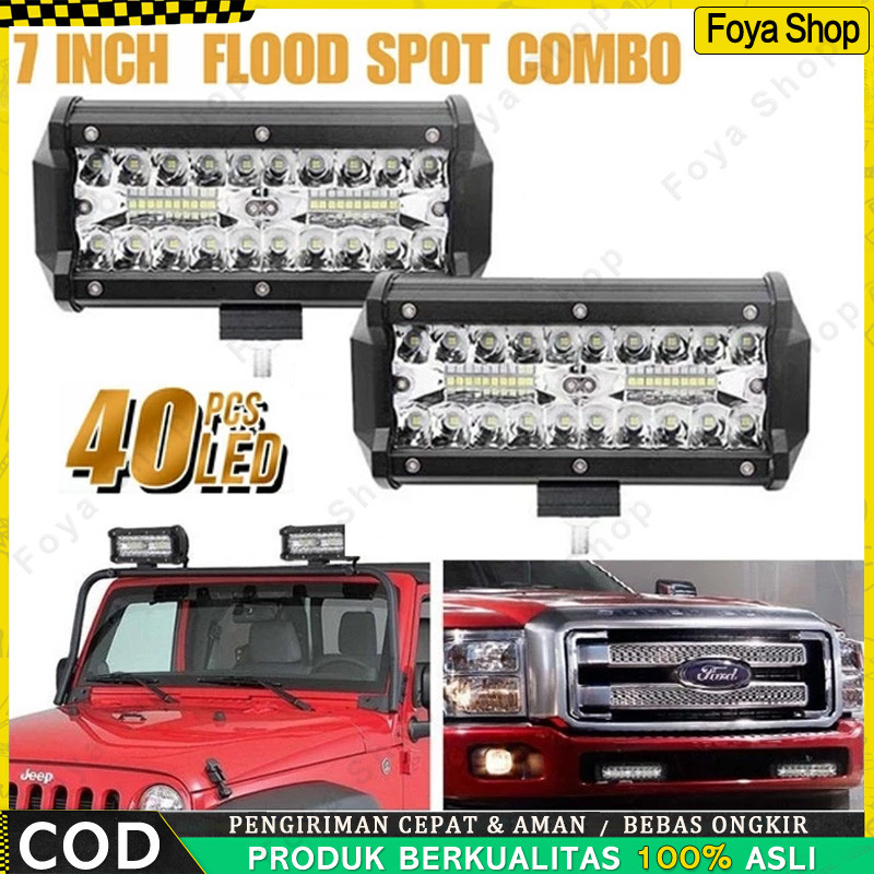 7 Inch Sorot LED Spot Lightbar Mobil Truck ATV SUV 4WD 24V 120W 36LED Bar Light 3 Rows Work Light Co