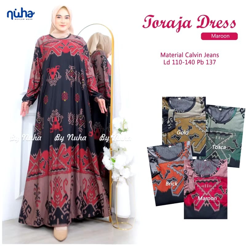 AJR - TORAJA MAXY Gamis Calvin Jeans Jumbo Big Size by Redea Adore Akasia Nuha Ellora Fashion Solo