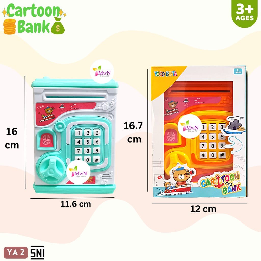 MAINAN ANAK EDUKASI CELENGAN ANAK ATM BRANKAS MINI / MINI MONEY ATM MENABUNG UANG SIDIK JARI YA2 PRO