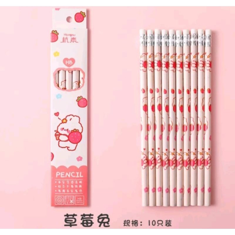 

Pensil HB Penghapus Set Isi 10 Pcs Motif Rabbit & Pink