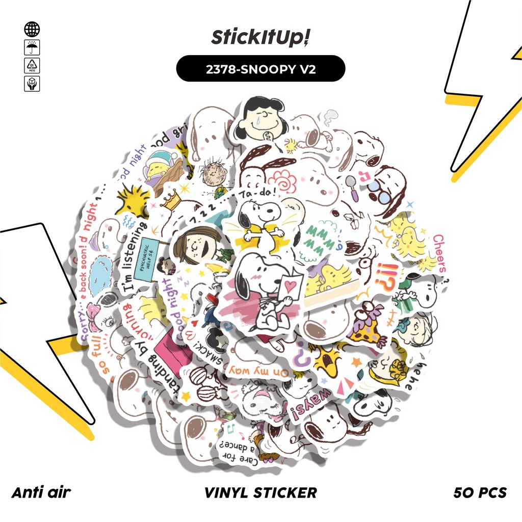 

COD✨ 50 Pcs Sticker Pack SNOOPY V2 Lucu Aesthetic Vynil Waterproof untuk Freebies Sticker Buku Journal Casing HP Laptop