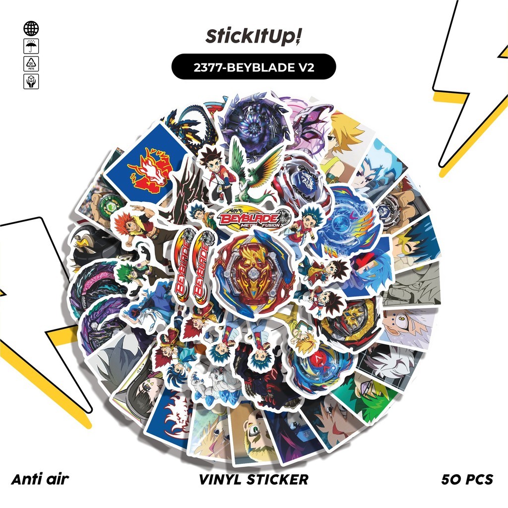 

COD✨ 50 Pcs Stiker BEYBLADE V4 Lucu Anti Air Untuk Dekorasi Notebook Sepeda Skateboard Handphone DIY