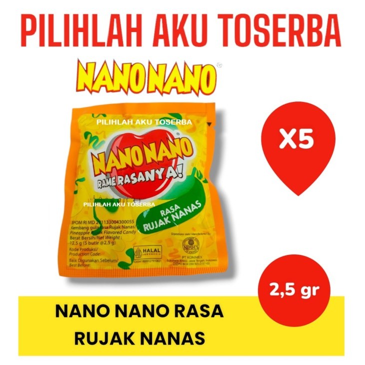 

Permen NANO NANO Rasa RUJAK NANAS - ( HARGA 5 SACHET )