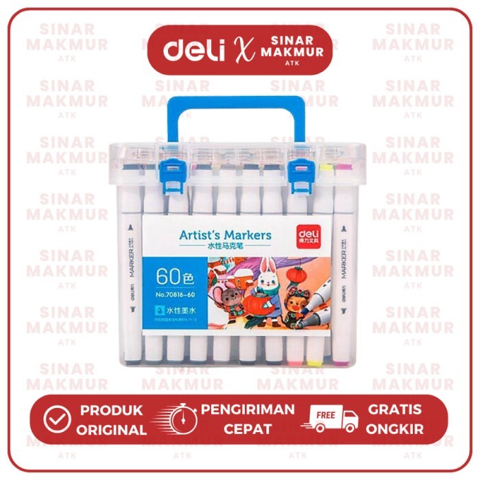 

Sketch/Water-based Marker/Spidol Sketsa Dual Tip 60 Warna Deli 70816-60 (Set)