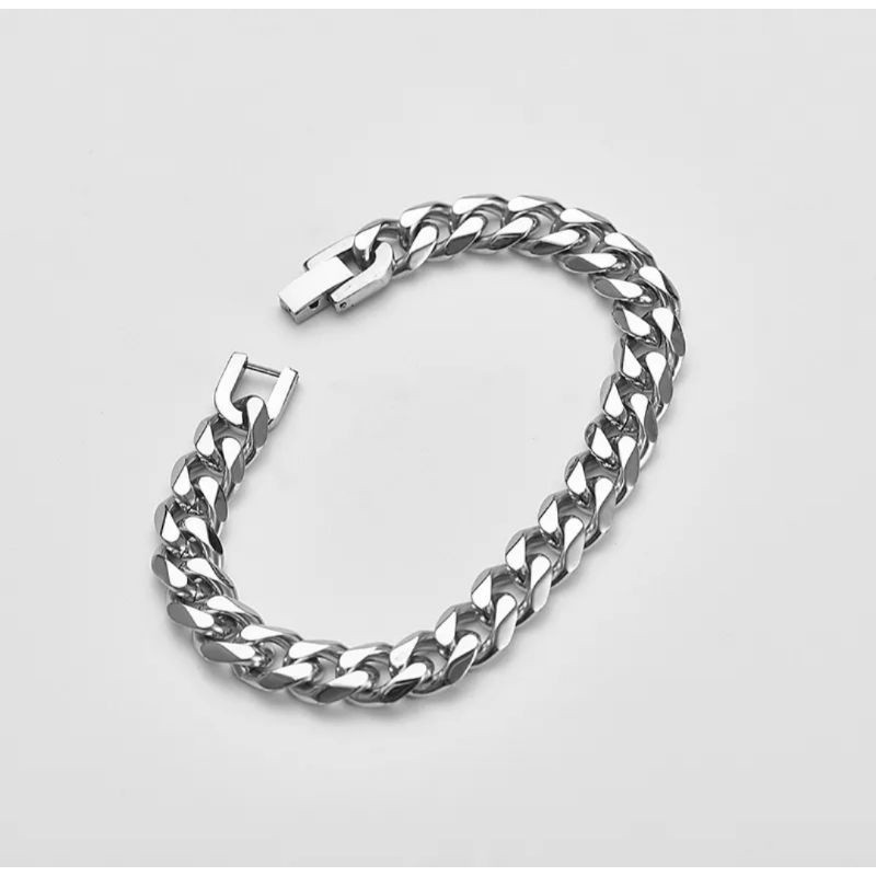 GELANG RANTAI BAJA TITANIUM PRIA ANTI KARAT | GELANG RANTAI TITANIUM PRIA SILVER -CJR TITANIUM