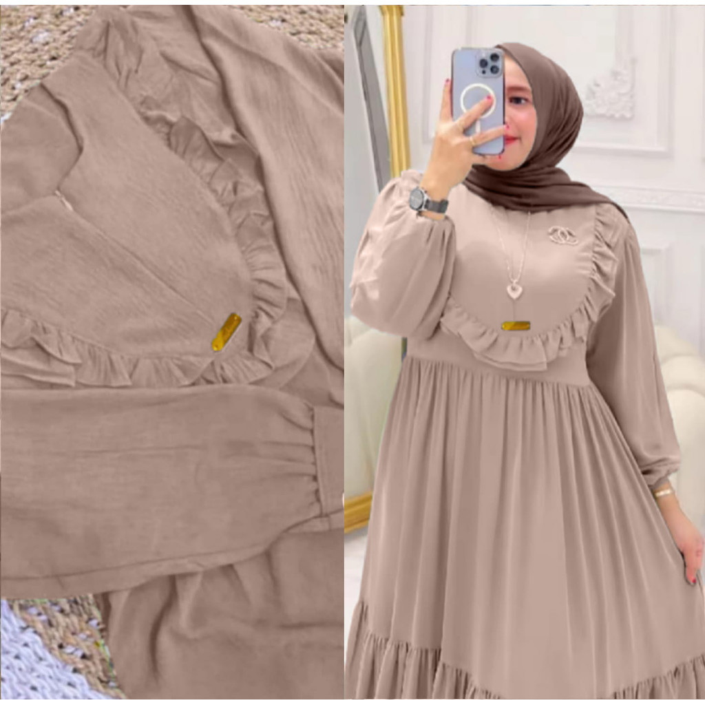 BAHAN PREMIUM / Gamis Wanita Crinkle Jumbo XXXL Ld 130 / Gamis Wanita Terbaru Muslimah