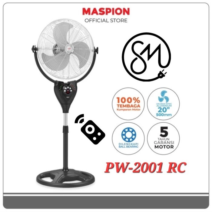 Kipas Angin Maspion PW-2001 RC 20 inc remote 2001rc pw2001rc