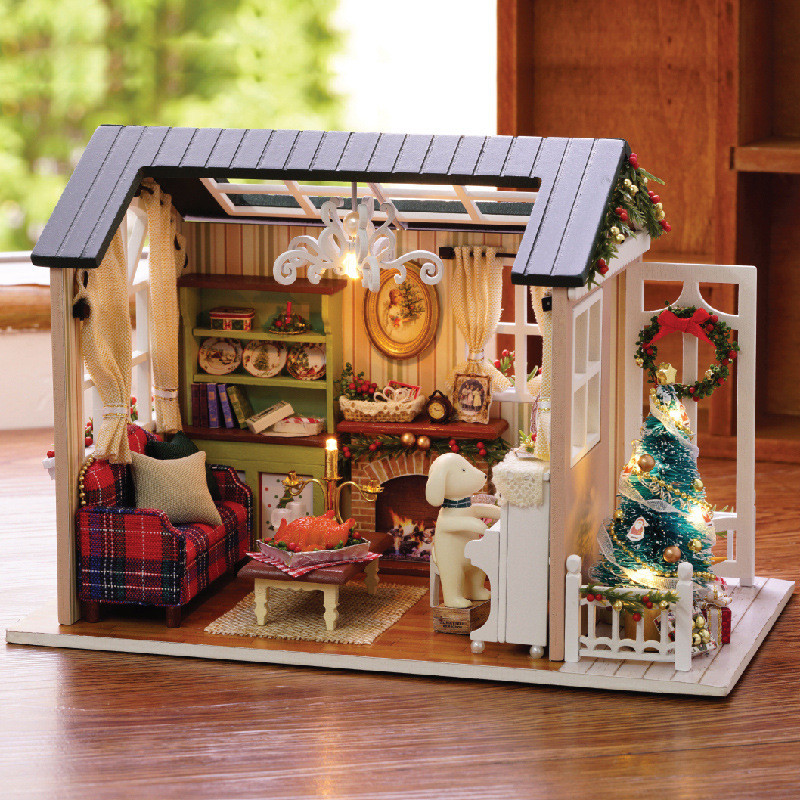 Miniature Doll House Building Assembly House Toy Bedroom Decorations With Furniture DIY Handmade 3D 