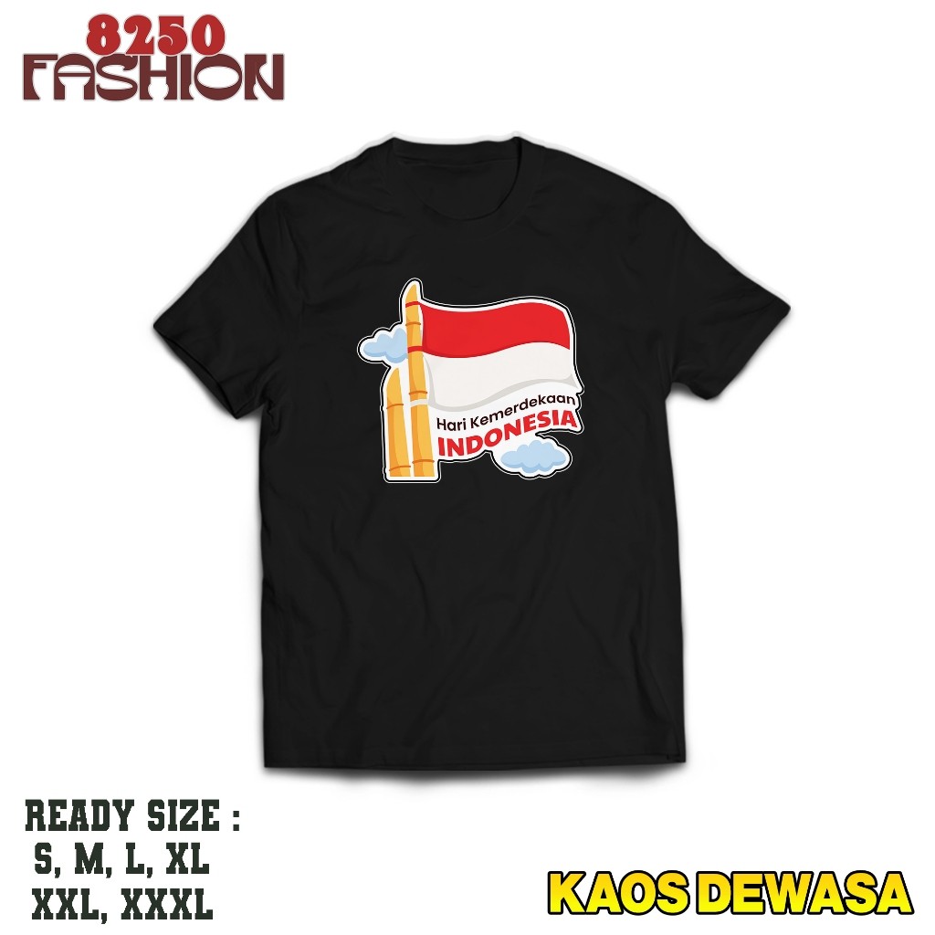 KAOS DEWASA - KAOS SABLON PRINT BENDERA BAMBU - KAOS AGUSTUSAN - BAJU UNTUK PRIA DAN WANITA DEWASA -