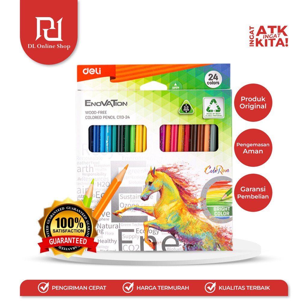 

DELI PENSIL WARNA/ COLORED PENCIL WOOD-FREE 24 (ASSORTED COLOR) EC113-24 (1SET)