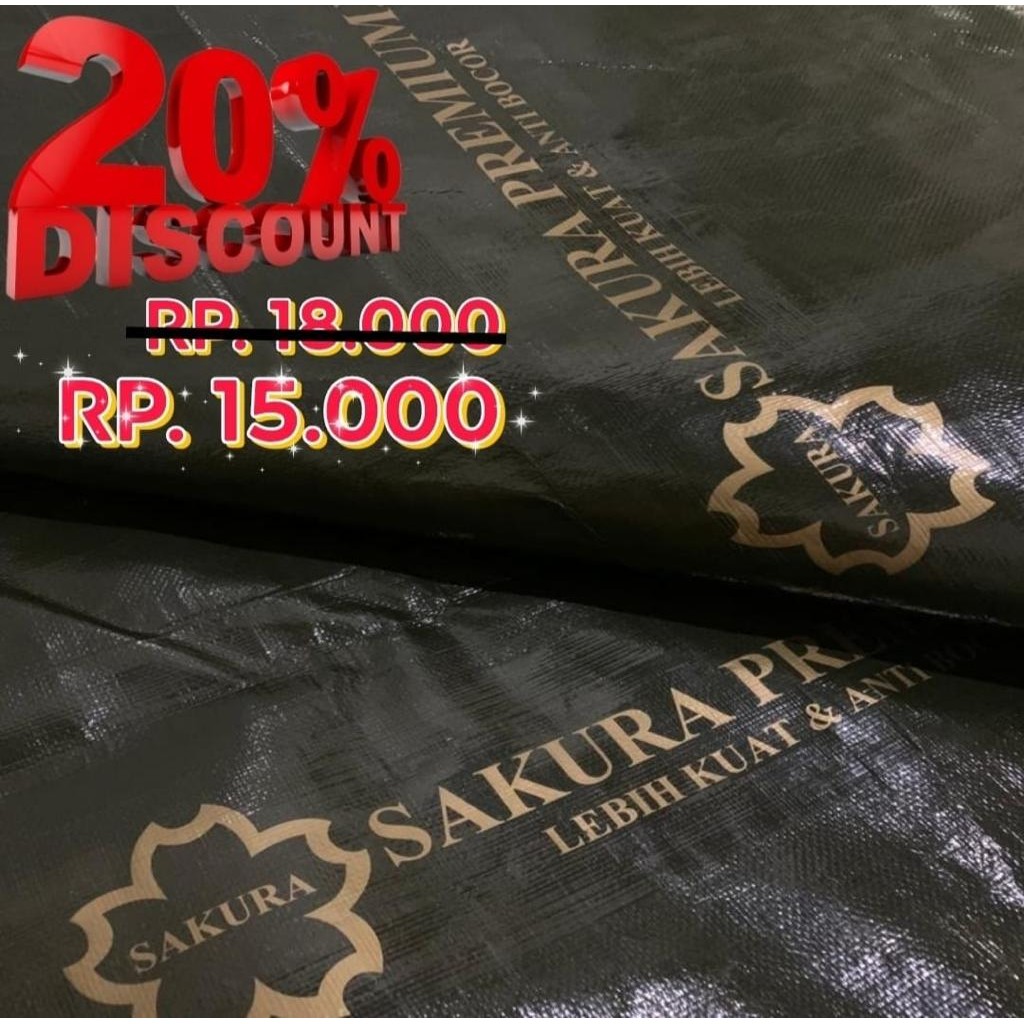 terpal sakura A20 premium JELAS KUALITAS NYA TERBUKTI KETAHANAN NYA ukuran 4X4 3X5 3X6 3X4 3X3 2X3 3