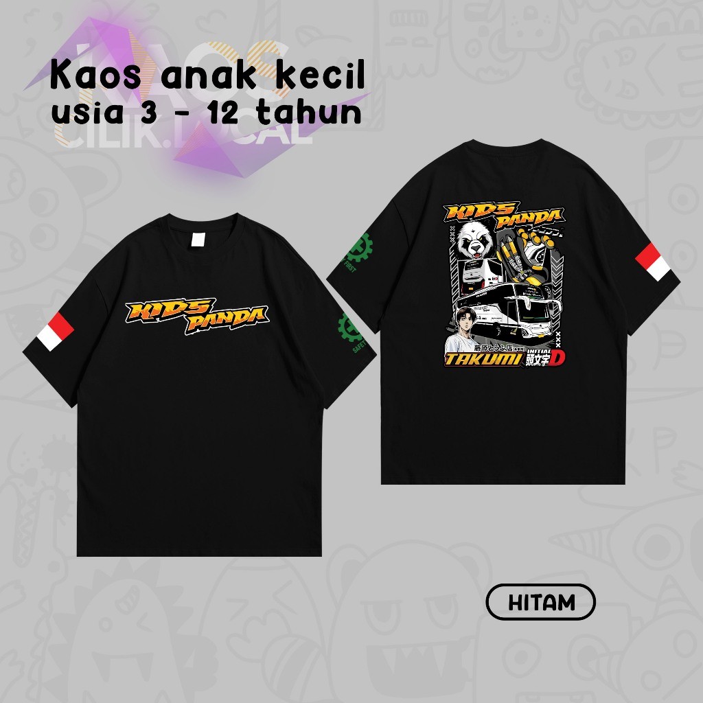 kaos anak bus panda/baju anak bus kings panda/mobil bus Baju Atasan Anak Laki laki / Perempuan