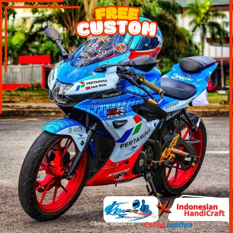decal stiker gsx r150 livery mandalika (indonesia) decal gsx fullbody, striping gsx fullbody