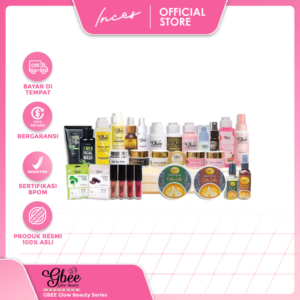 INCES - (ORIGINAL) TERLENGKAP PRODUK GBEE GLOW BEAUTY CREAM GLOWING PEMUTIH AMPUH