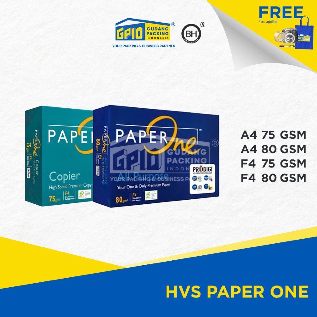 

PAPER ONE - Kertas HVS (A4 / F4) Gramasi (75 / 80) Gsm