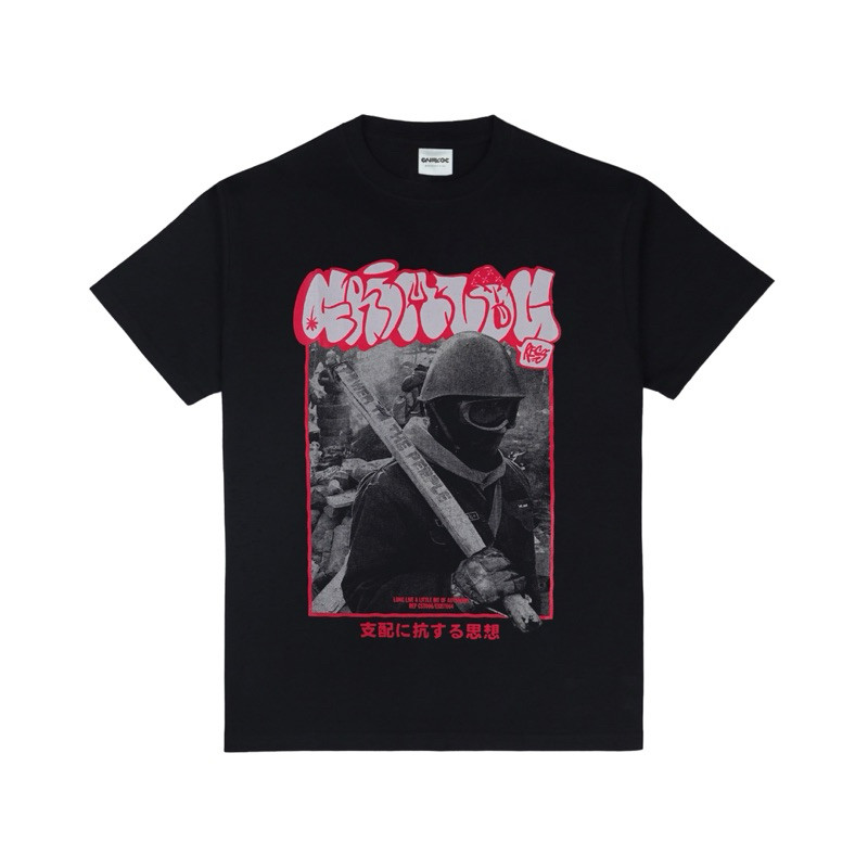 (COD) Tshirt Grimloc Record - Thro Up Katun Tebal Hitam
